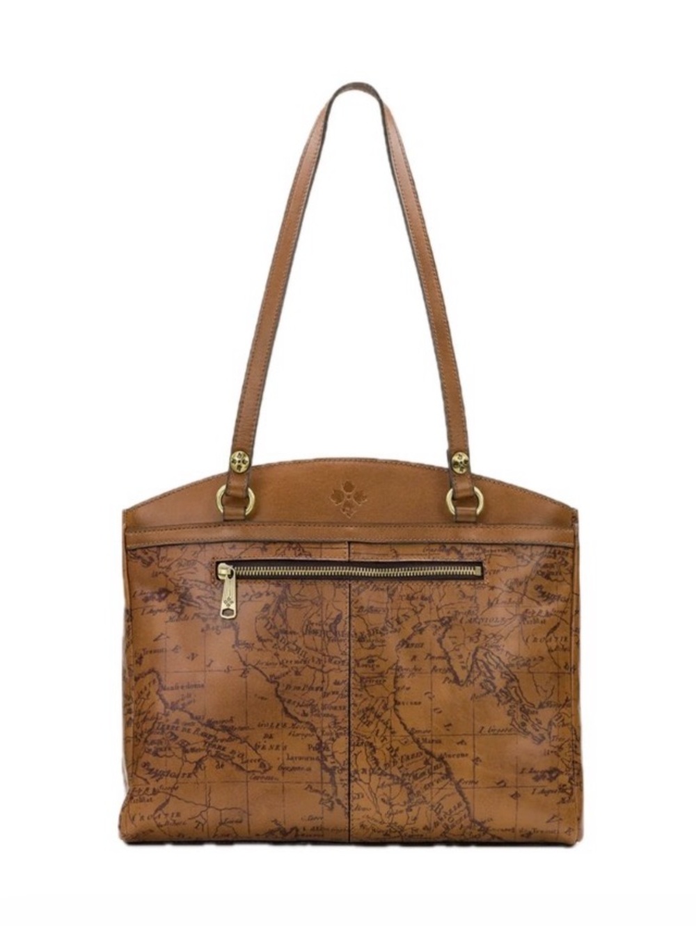 Patricia Nash, NWT Brown Leather Poppy map print Tote Bag